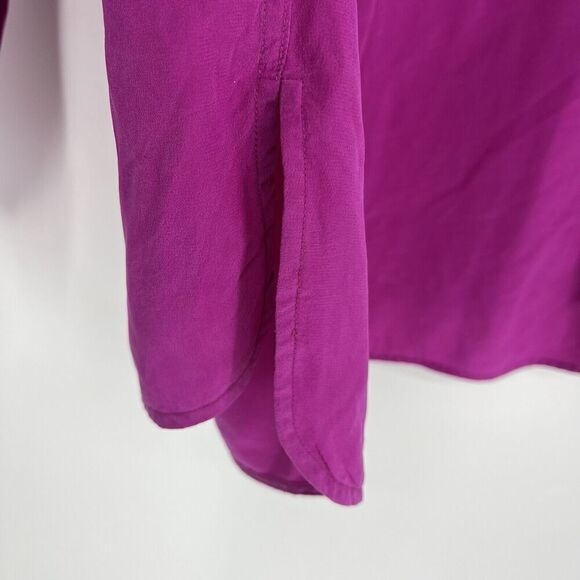 Vince Blouse Size 4 Womens Magenta Pink Silk Long Sleeve Top Button Up Shirt - Picture 6 of 8
